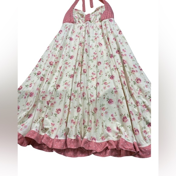 Wendy Glez Yellow and Pink Floral Babydoll Nightgown Halter Open Back Small - Picture 2 of 7
